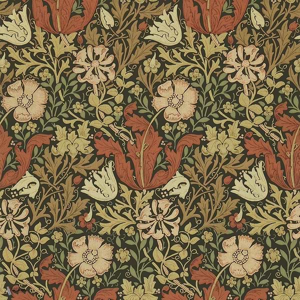 Compton wallpaper in Brown/Orange van Morris & Co