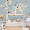 Animal Map wallpaper in Aqua by Coordonne — interior