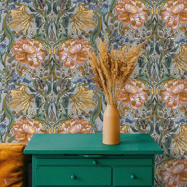 Belle-Epoque wallpaper in Blue by Coordonne — interior
