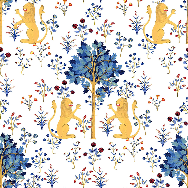 Brianda Fitz-James Stuart - Medieval Tapestry wallpaper in Pure White by Coordonne