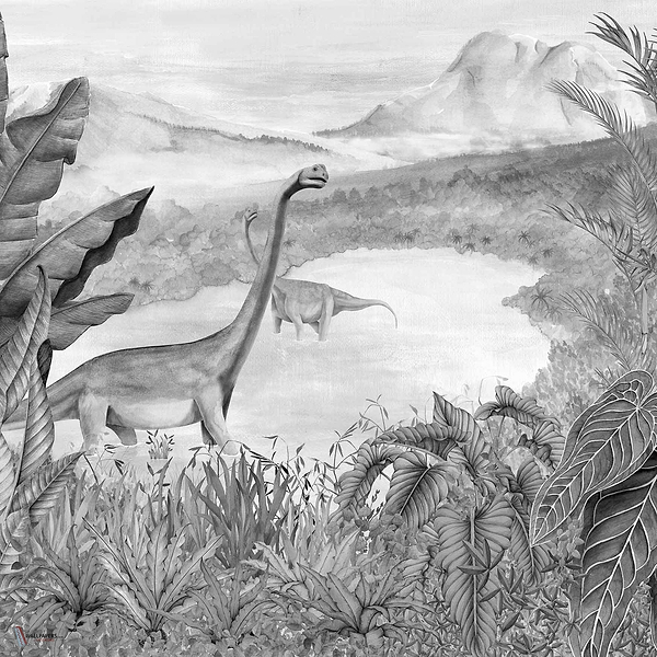Dinosaurs Park wallpaper in Ash by Coordonne