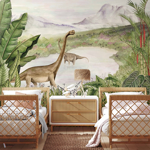 Dinosaurs Park wallpaper in Emerald by Coordonne