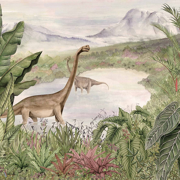 Dinosaurs Park wallpaper in Pale by Coordonne