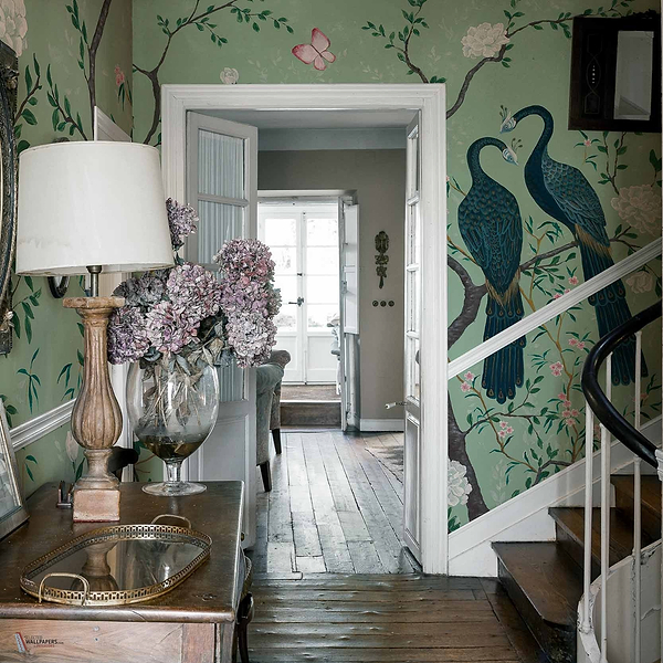 Edo Textile wallpaper in Aqua by Coordonne — interior