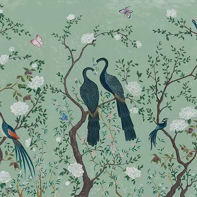Edo Textile wallpaper in Aqua by Coordonne