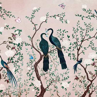 Edo Textile wallpaper in Peony by Coordonne