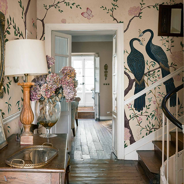 Edo Textile wallpaper in Swan by Coordonne — interior
