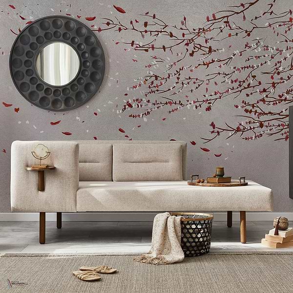 Eolia Metallics wallpaper in Silver by Coordonne — interior