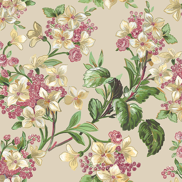 Flowery wallpaper in Beige by Coordonne