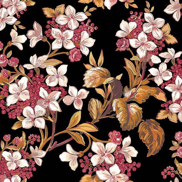 Flowery wallpaper in Black by Coordonne