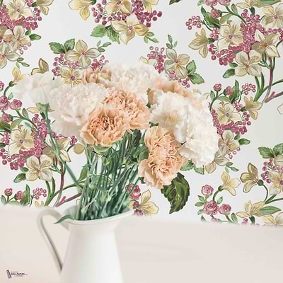 Flowery wallpaper in White by Coordonne — interior