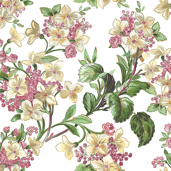 Flowery wallpaper in White by Coordonne