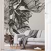 Giant Peonies wallpaper in Ink by Coordonne — interior