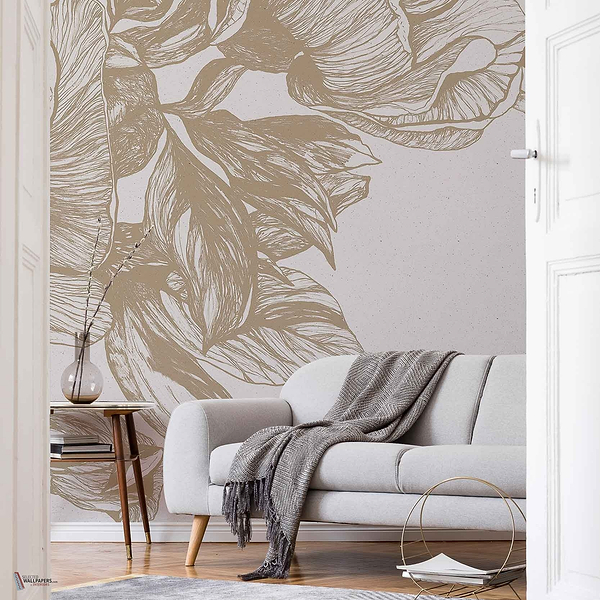 Giant Peonies wallpaper in Papirus by Coordonne — interior