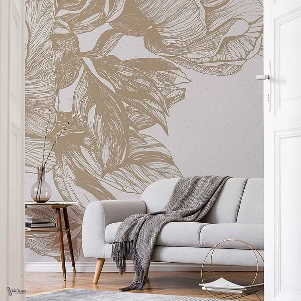 Giant Peonies wallpaper in Papirus by Coordonne — interior