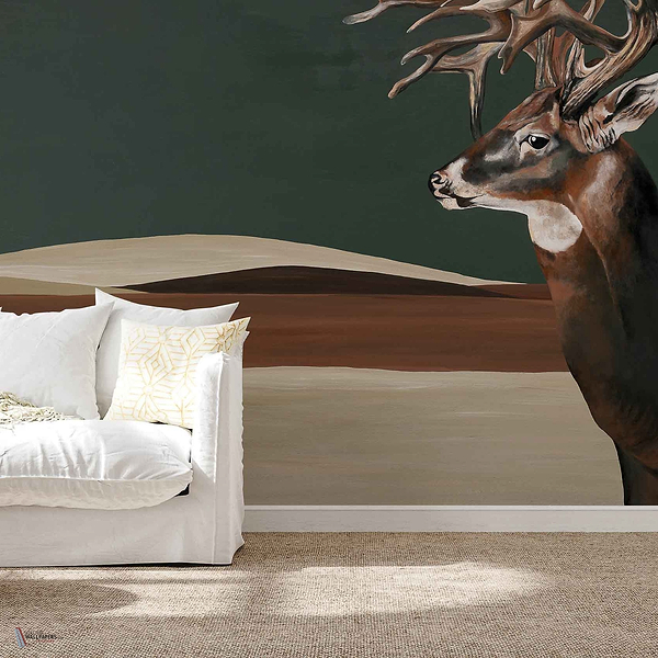 Great Deer wallpaper in Green by Coordonne — interior