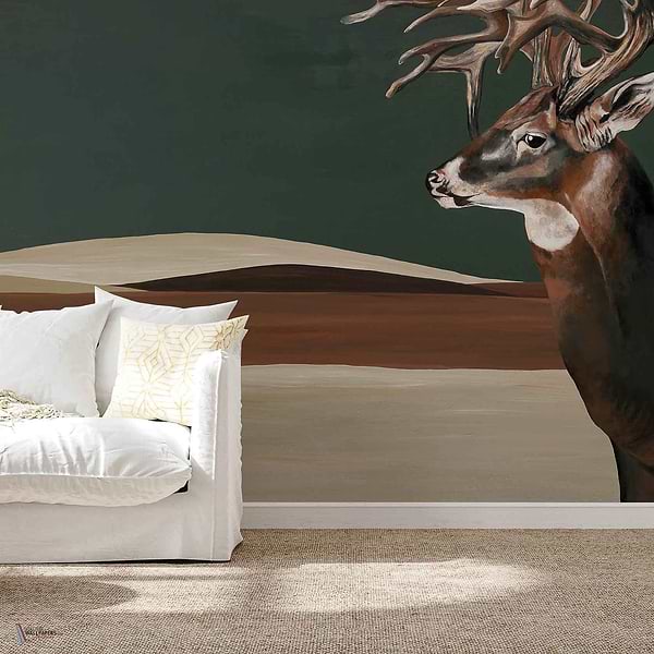 Great Deer wallpaper in Green by Coordonne — interior