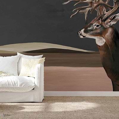 Great Deer wallpaper in Nude by Coordonne — interior