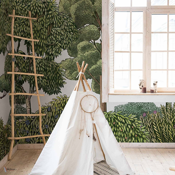 Green Forest wallpaper in Natural by Coordonne — interior