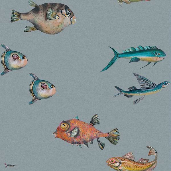 Joana Santamans - Peces Santamans wallpaper in Powder by Coordonne