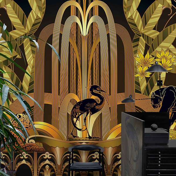 Juan Gatti - Rue Babylone wallpaper in Gold by Coordonne — interior