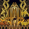 Juan Gatti - Rue Babylone wallpaper in Gold by Coordonne