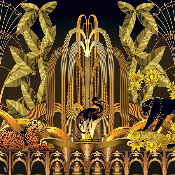 Juan Gatti - Rue Babylone wallpaper in Gold by Coordonne