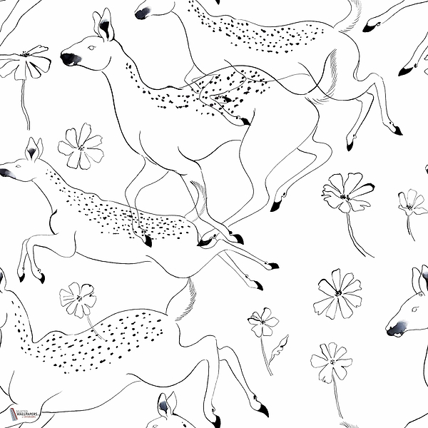 Jumping Bambis wallpaper in Linen by Coordonne