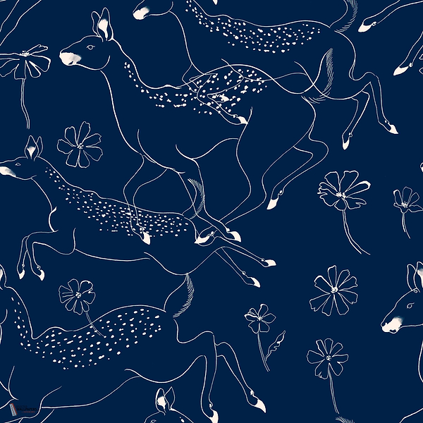 Jumping Bambis wallpaper in Marine by Coordonne