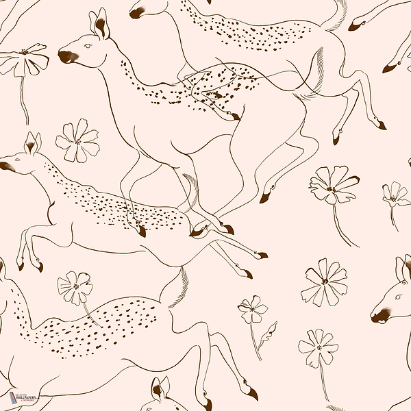 Jumping Bambis wallpaper in Peach by Coordonne