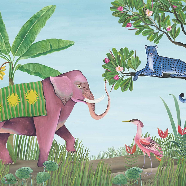 Jungle Friends wallpaper in Glacier by Coordonne