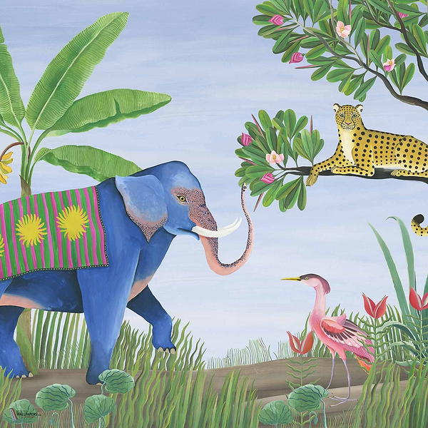 Jungle Friends wallpaper in Lavender by Coordonne