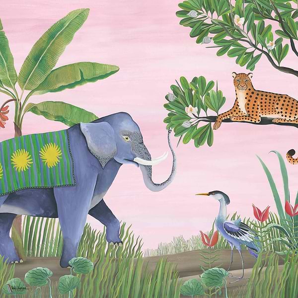 Jungle Friends wallpaper in Peach by Coordonne