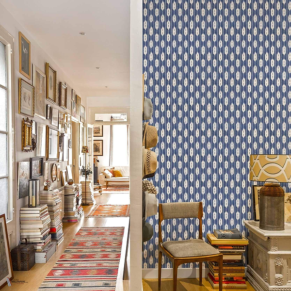 Llengues wallpaper in Blue by Coordonne — interior