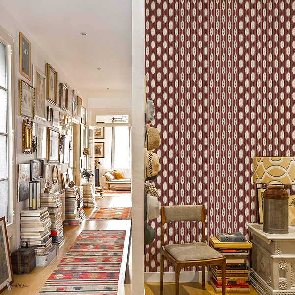 Llengues wallpaper in Wine by Coordonne — interior