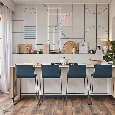 Modular Textile wallpaper in CMYK by Coordonne
