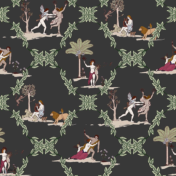 Neo-Bucolic wallpaper in Black by Coordonne