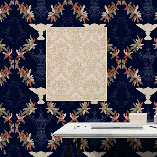 Neo-Rococo wallpaper in Navy by Coordonne — interior