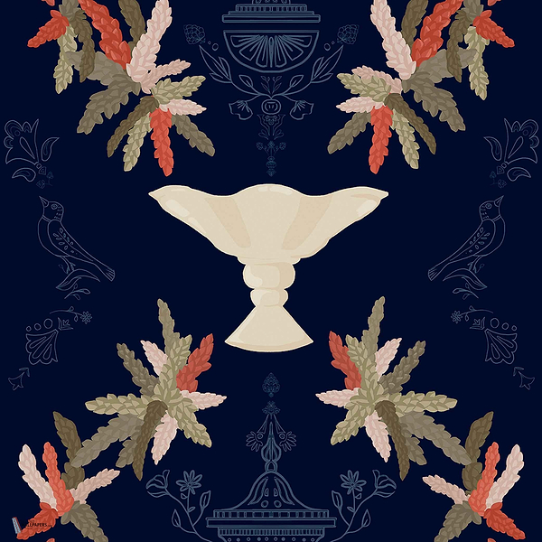 Neo-Rococo wallpaper in Navy by Coordonne