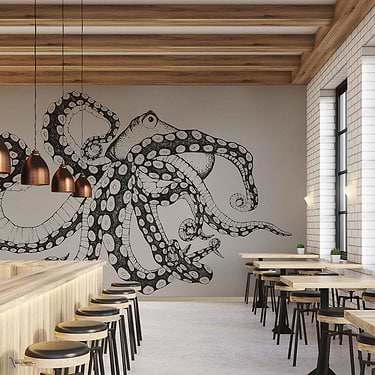 Octopus X-Ray wallpaper in Ink by Coordonne — interior