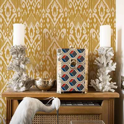 Padmasalis wallpaper in Mustard by Coordonne — interior