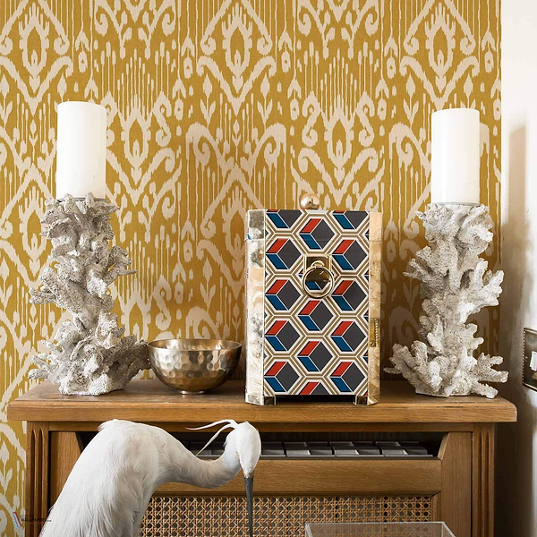 Padmasalis wallpaper in Mustard by Coordonne — interior
