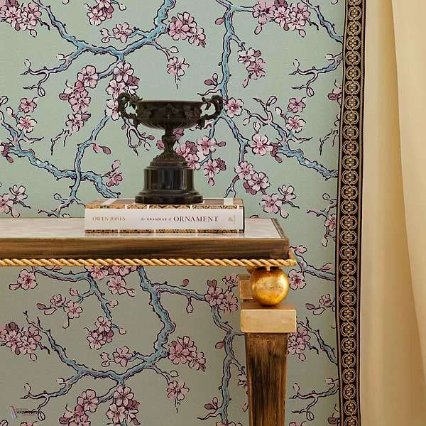 Paravent des amandiers - Amaro Sanchez de Moya wallpaper in Green by Coordonne — interior
