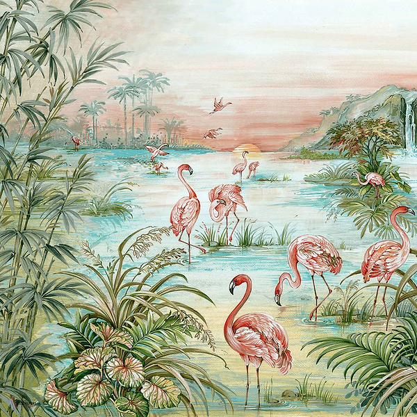 Roseus wallpaper in Aloe by Coordonne