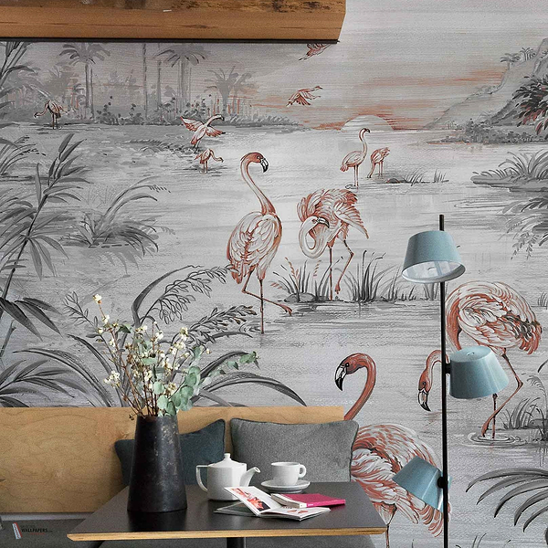 Roseus wallpaper in Chia seed by Coordonne — interior