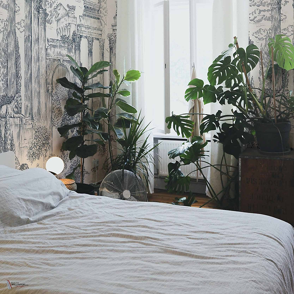 Ruins Textile behang in Cobalt van Coordonne — interieur