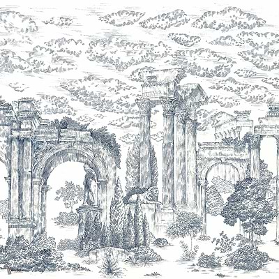 Ruins Textile behang in Cobalt van Coordonne