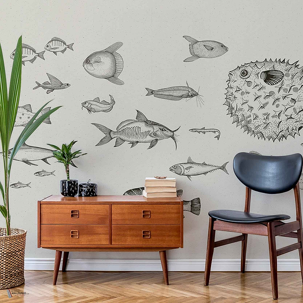 Sea Current wallpaper in Ink by Coordonne — interior