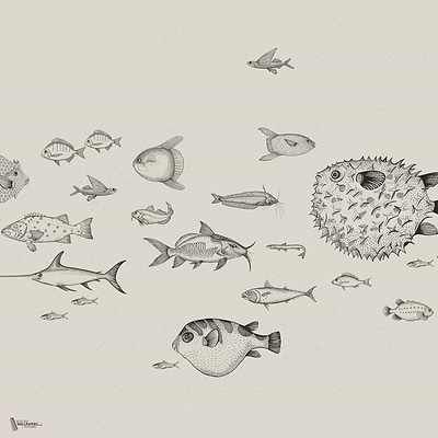 Sea Current wallpaper in Ink by Coordonne