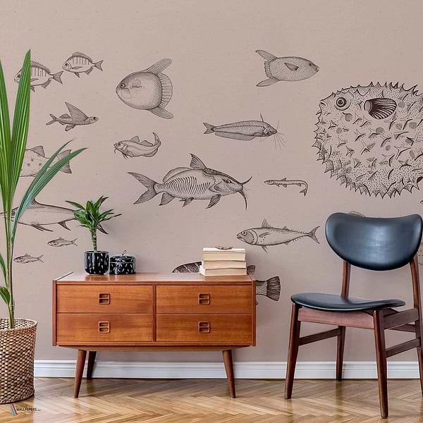 Sea Current wallpaper in Nude by Coordonne — interior